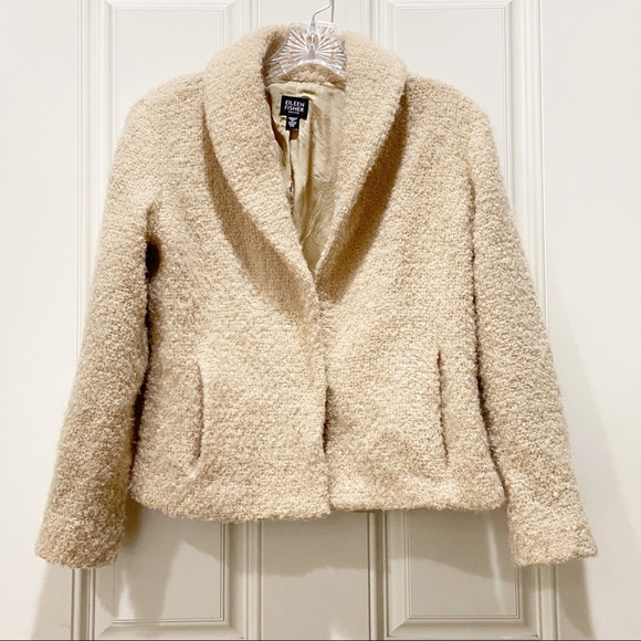 Eileen Fisher Jackets & Blazers - EILEEN FISHER Shawl Airy Boucle Collar Coat Jacket